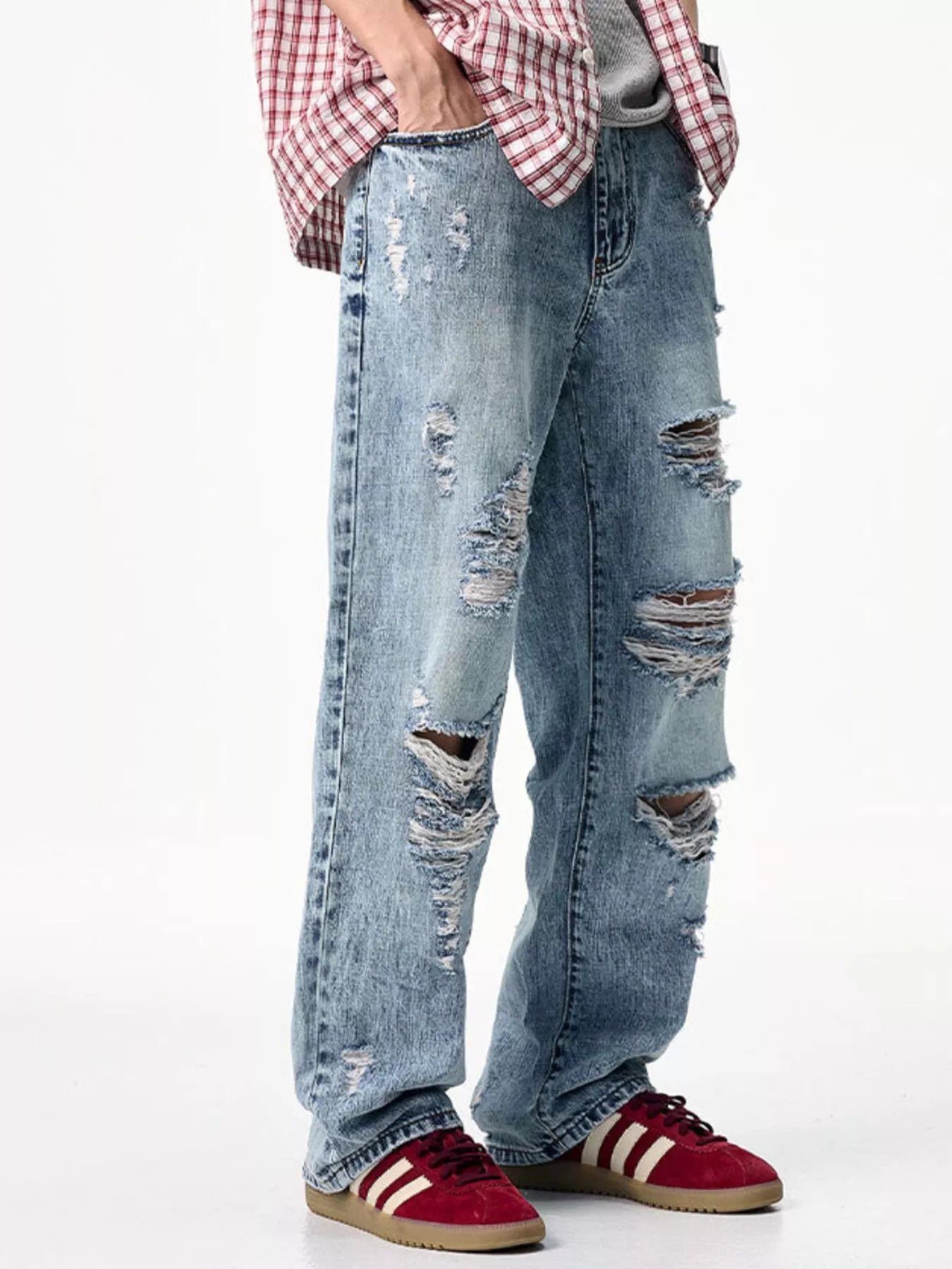 Men's Distressed Wide Leg Jeans