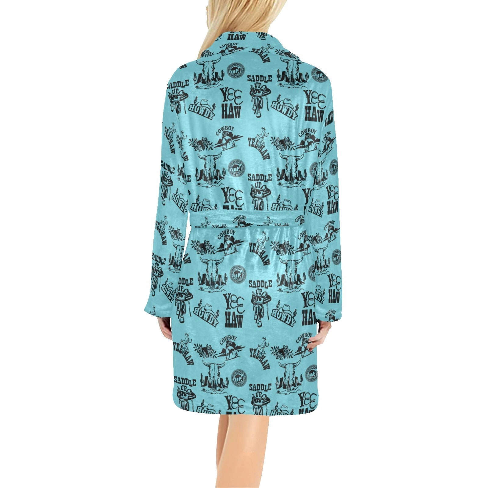 Baha Ranch Blue Cowboy Print Western Bath Robe