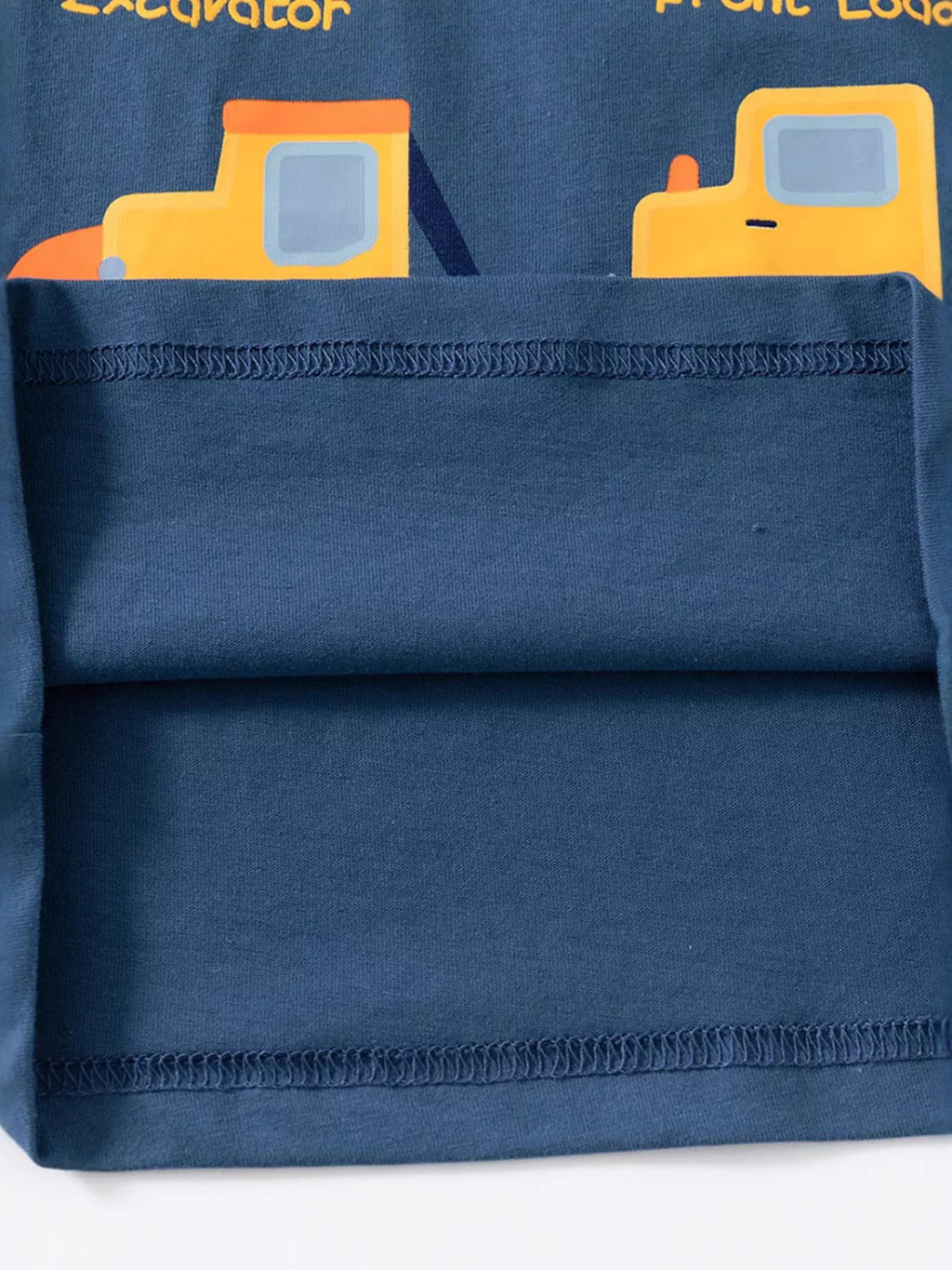 Children's Construction Vehicle Graphic Short Sleeve T-Shirt