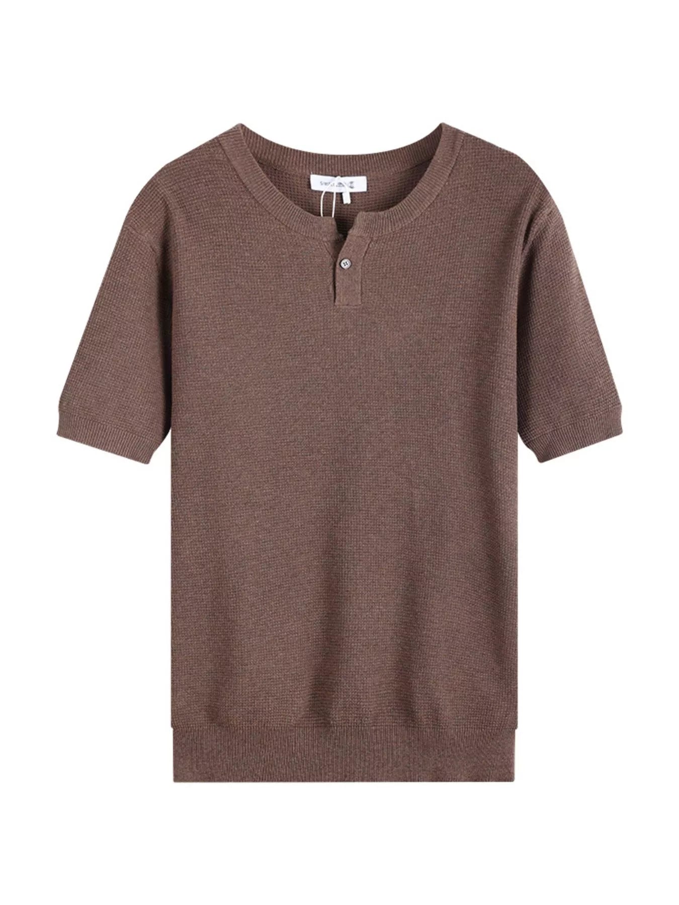 Men's Plus Size Casual Knitted Henley T-Shirt