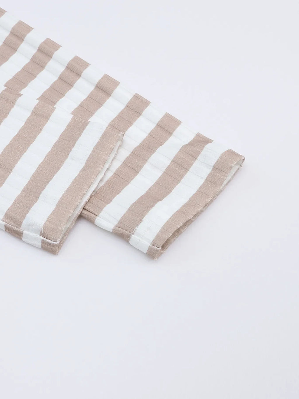 Striped Textured Knit Long Sleeve Tee