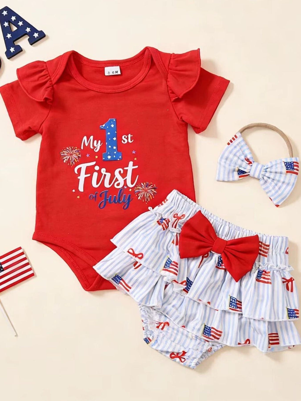 Children's Patriotic Print Three-Piece Set