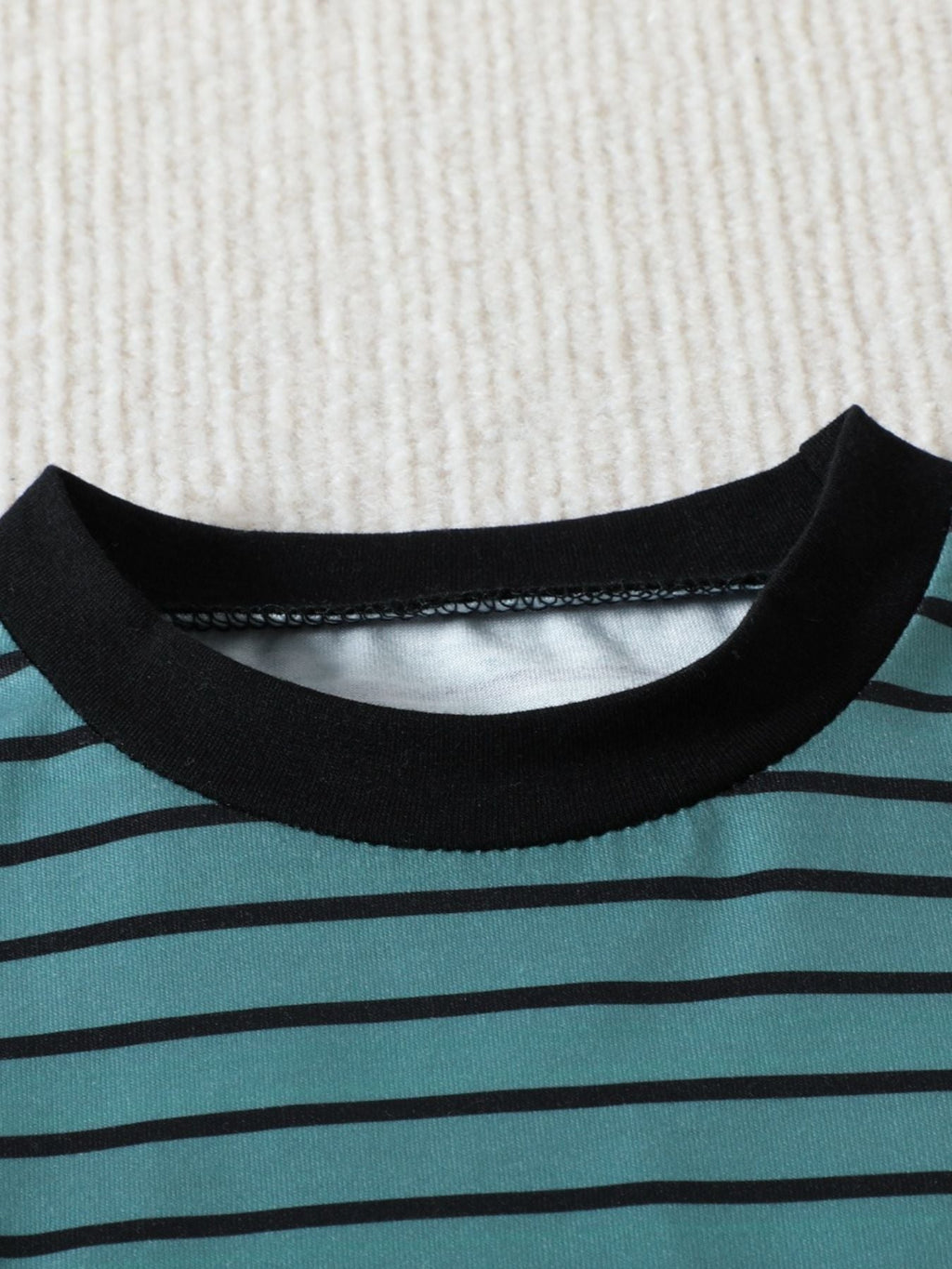 Children's Striped Color Block Casual Top and Shorts Set
