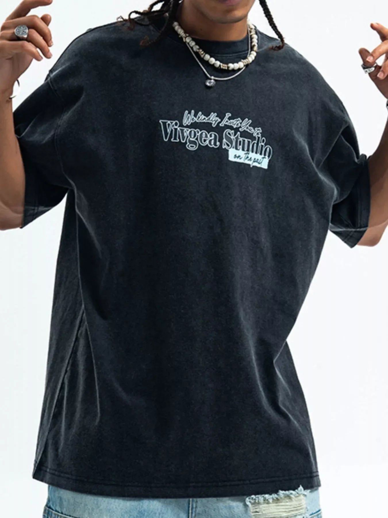 Men's Letter Round Neck Short Sleeve T-Shirt