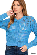 Zenana Button Down Lightweight Crochet Cardigan Sweater