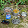 12-Piece: ODOLAND Camping Cookware Mess Kit with Mini Stove