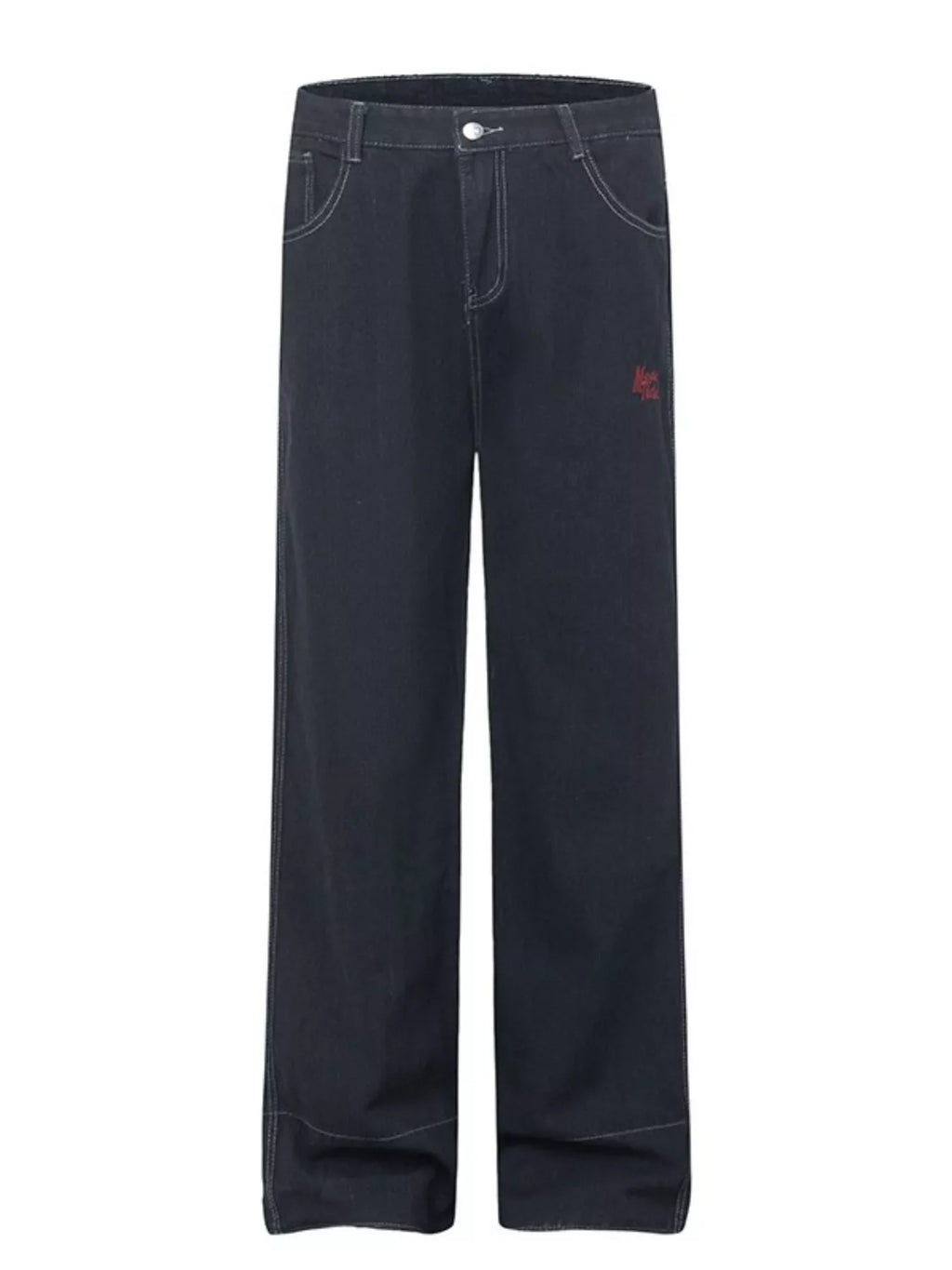 Men's Plaid Pocket Wide Leg Jeans