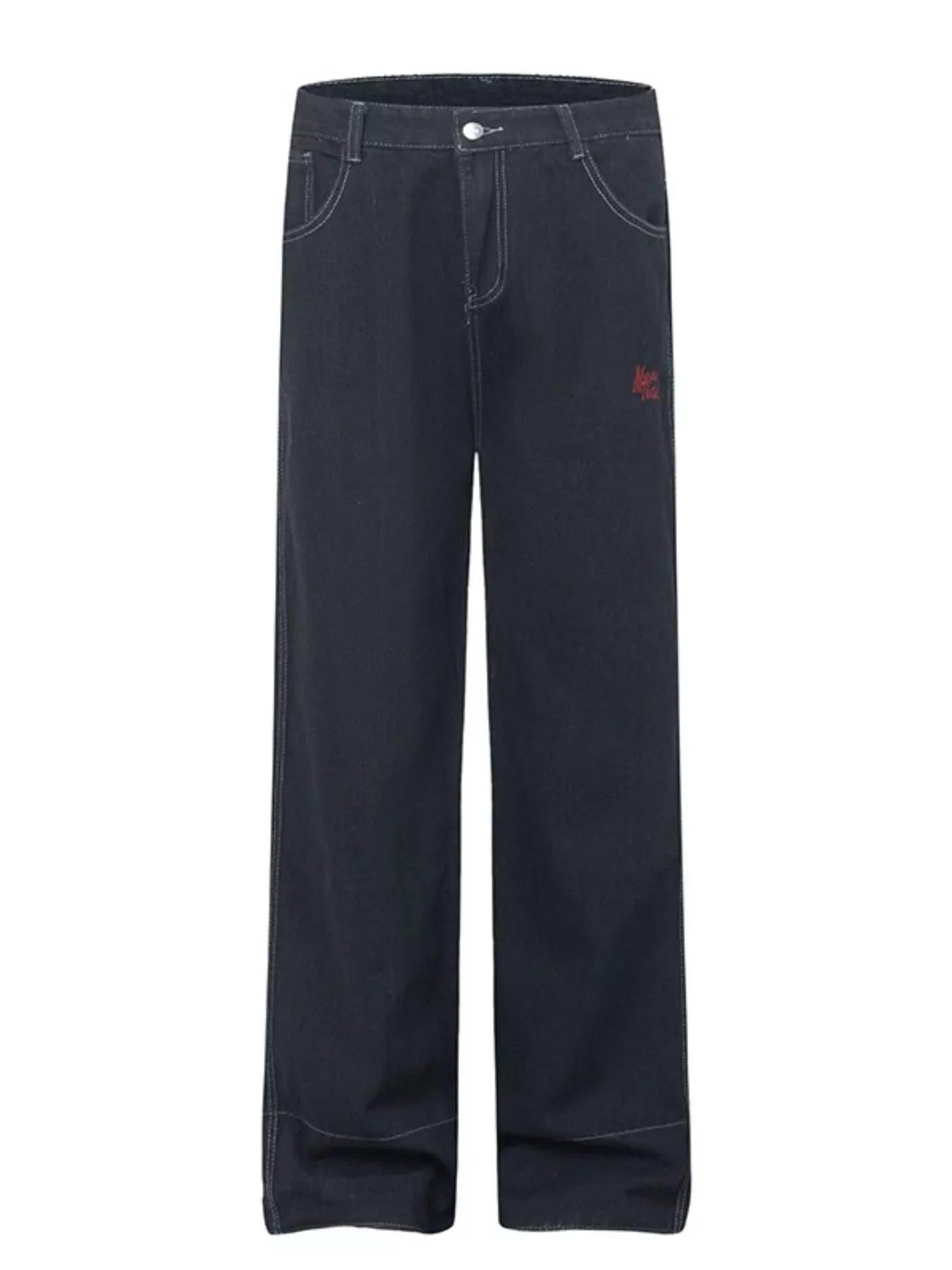 Men's Plaid Pocket Wide Leg Jeans