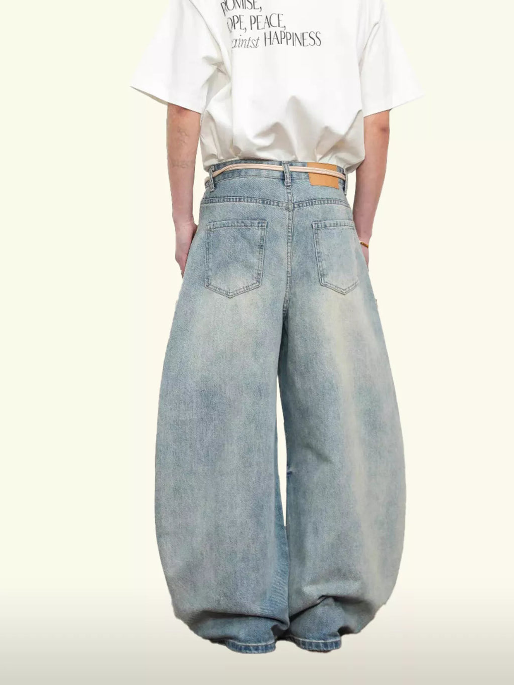 Men's Washed Wide Leg Jeans