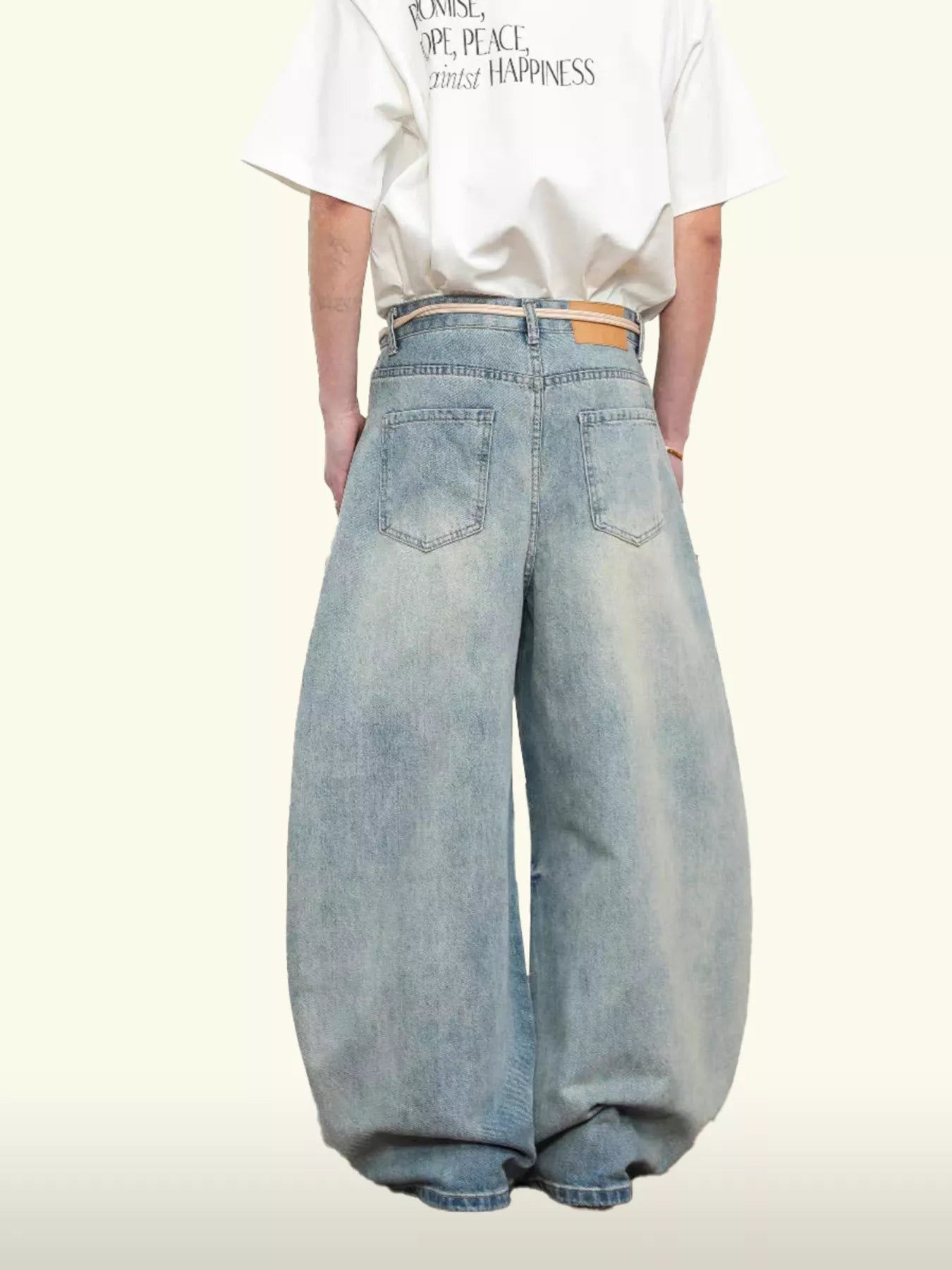 Men's Washed Wide Leg Jeans