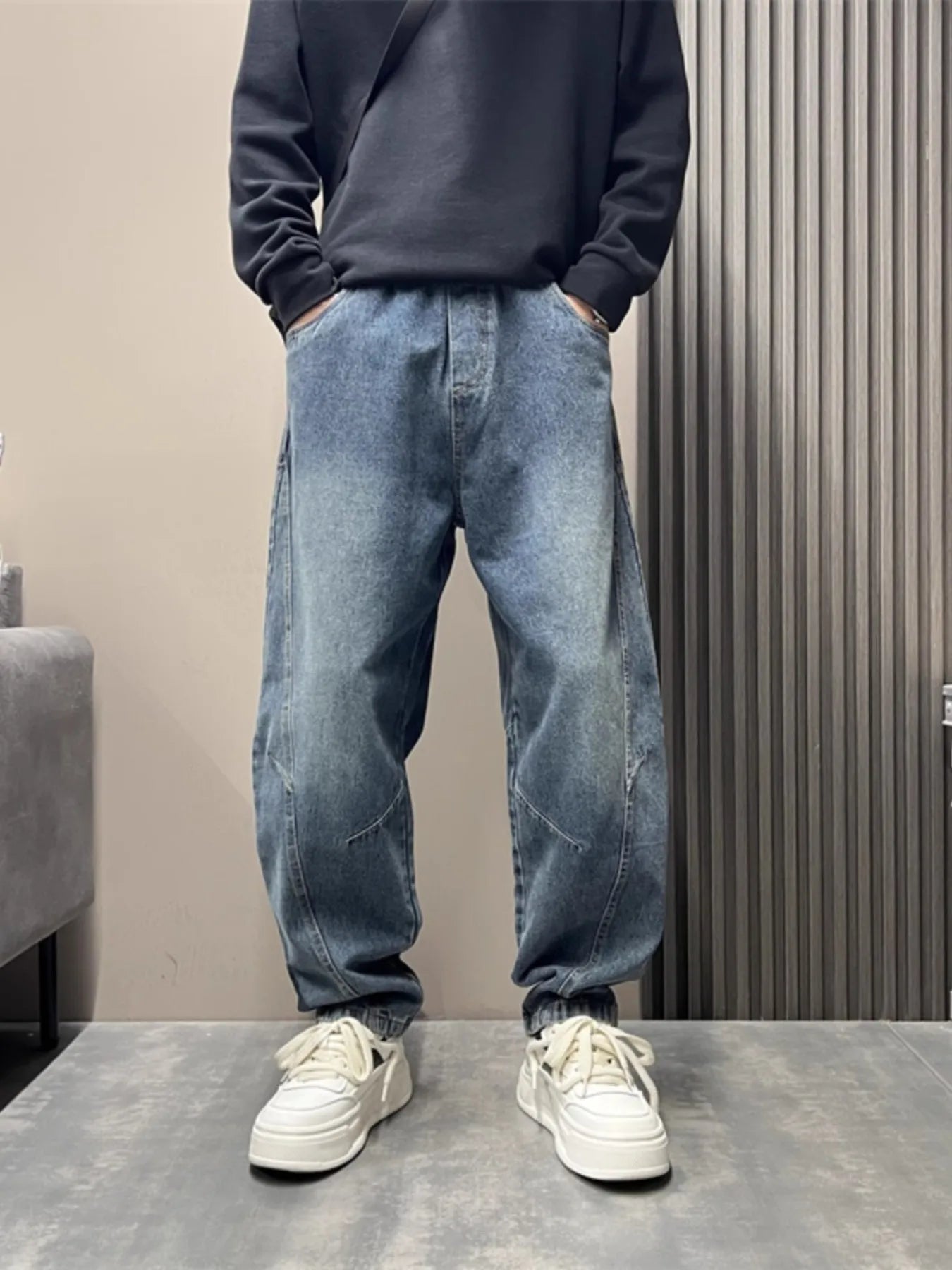 Men's Full Size Wash Loose Fit Jeans Plus Size