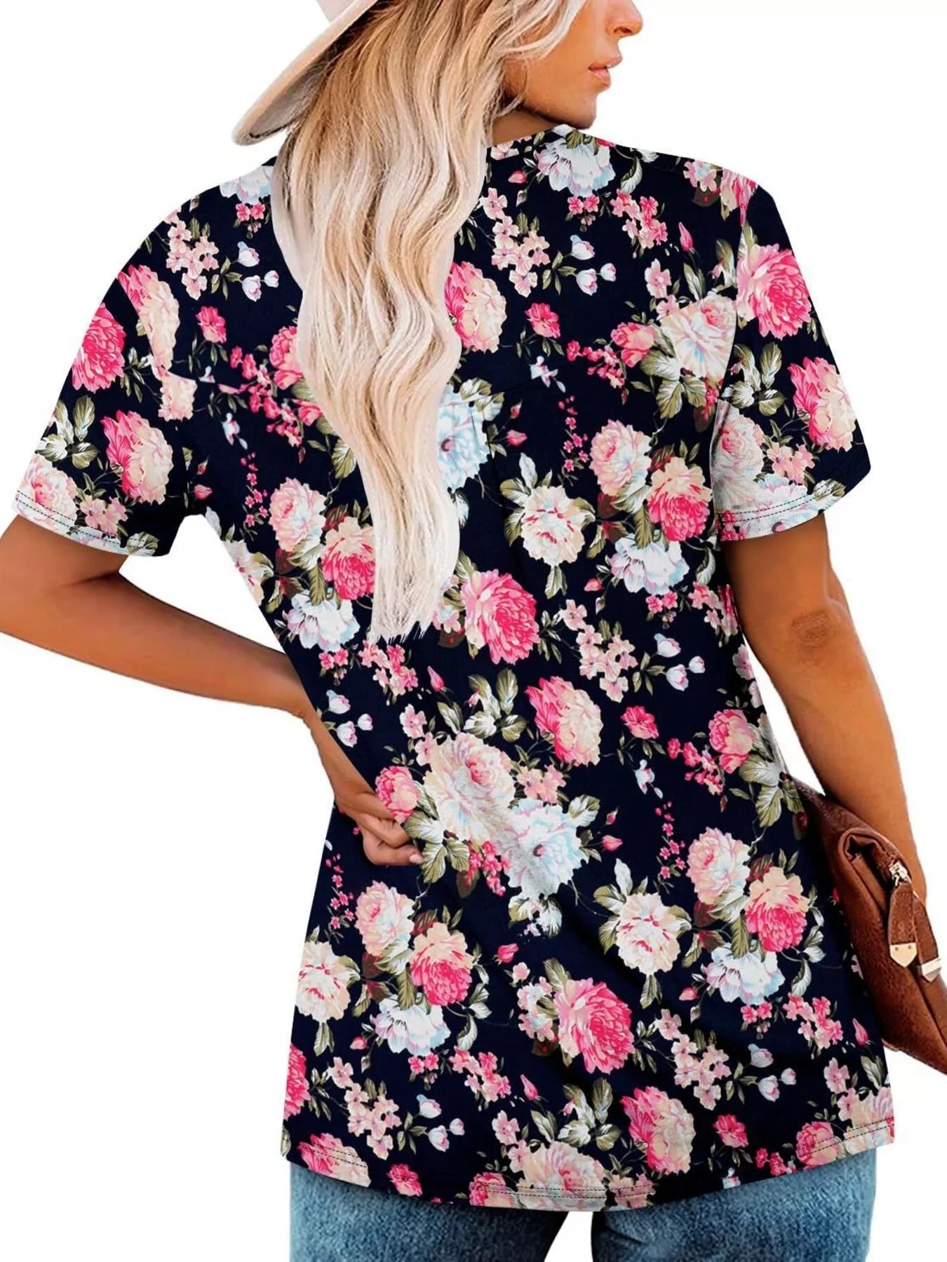Plus Size Floral Print Short Sleeve T-Shirt