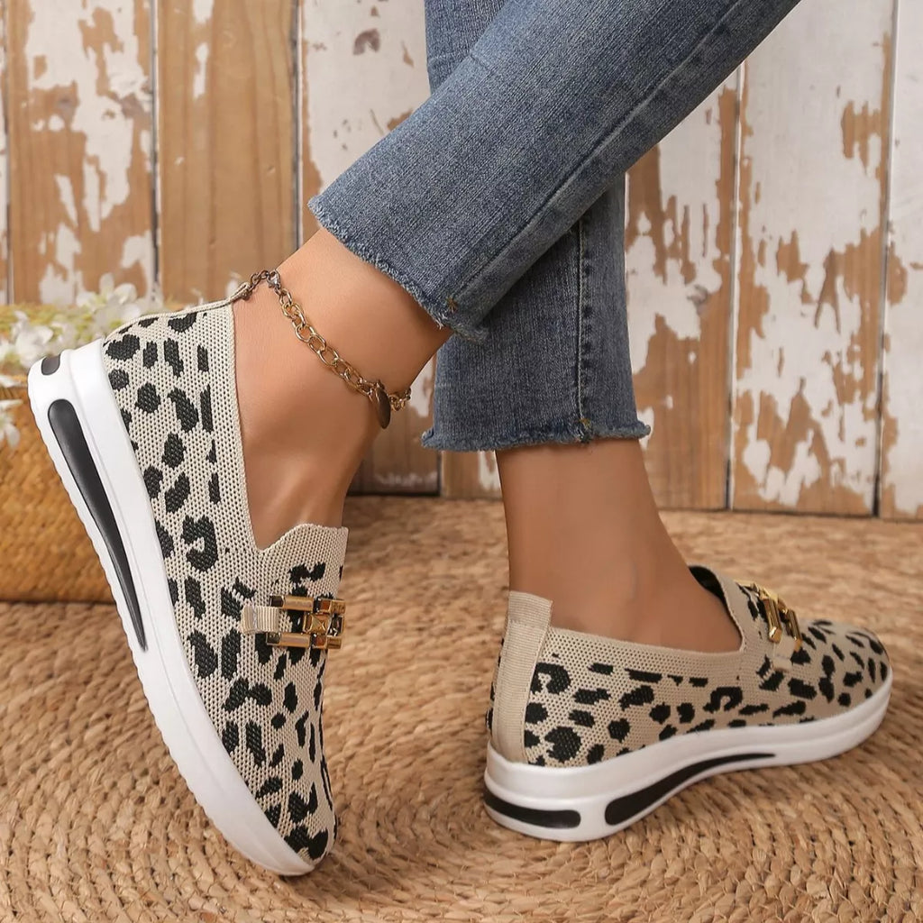 Leopard Round Toe Slip-Ons