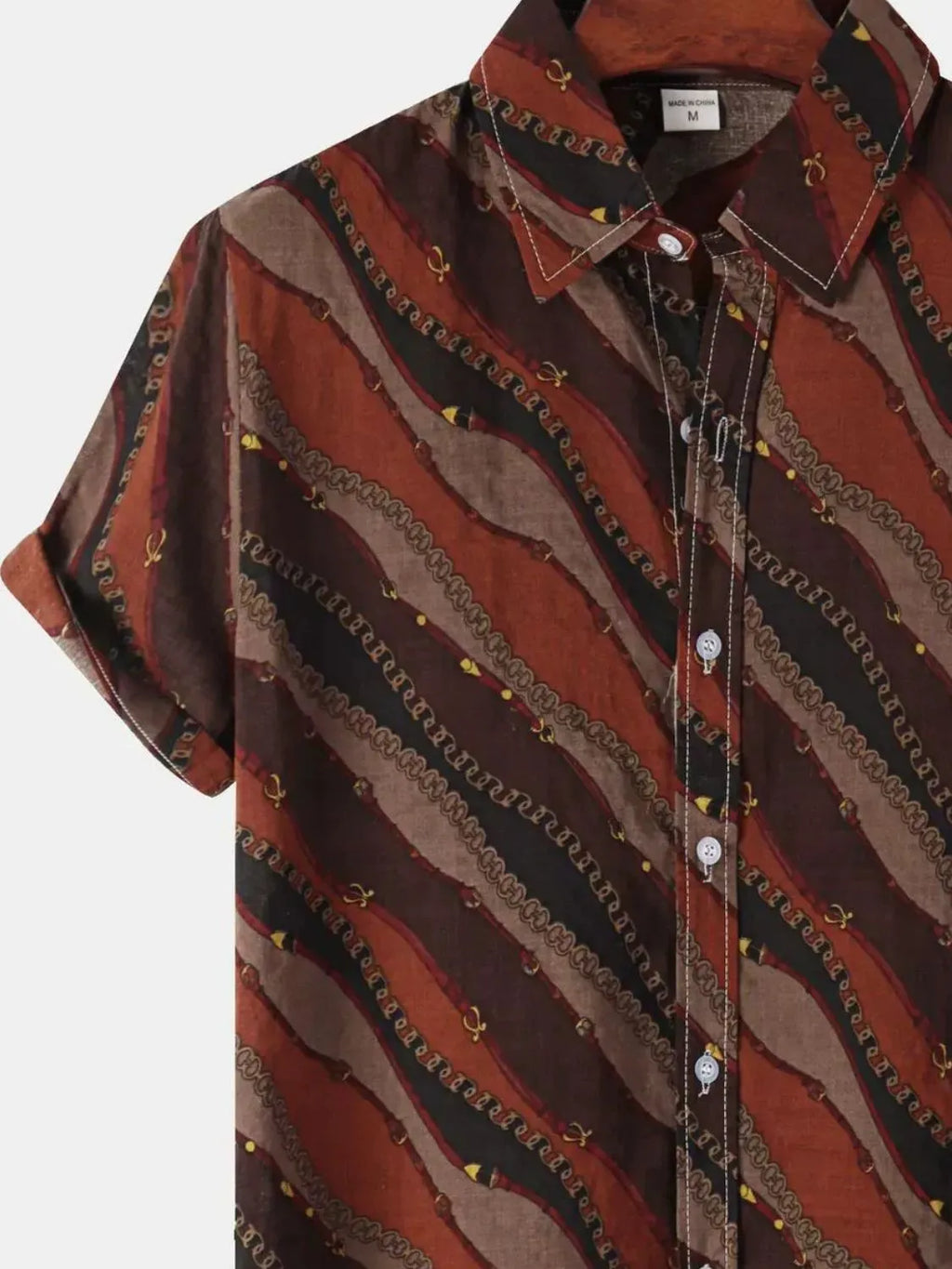 Men's Plus Size Striped Short Sleeve Button-Down Shirt