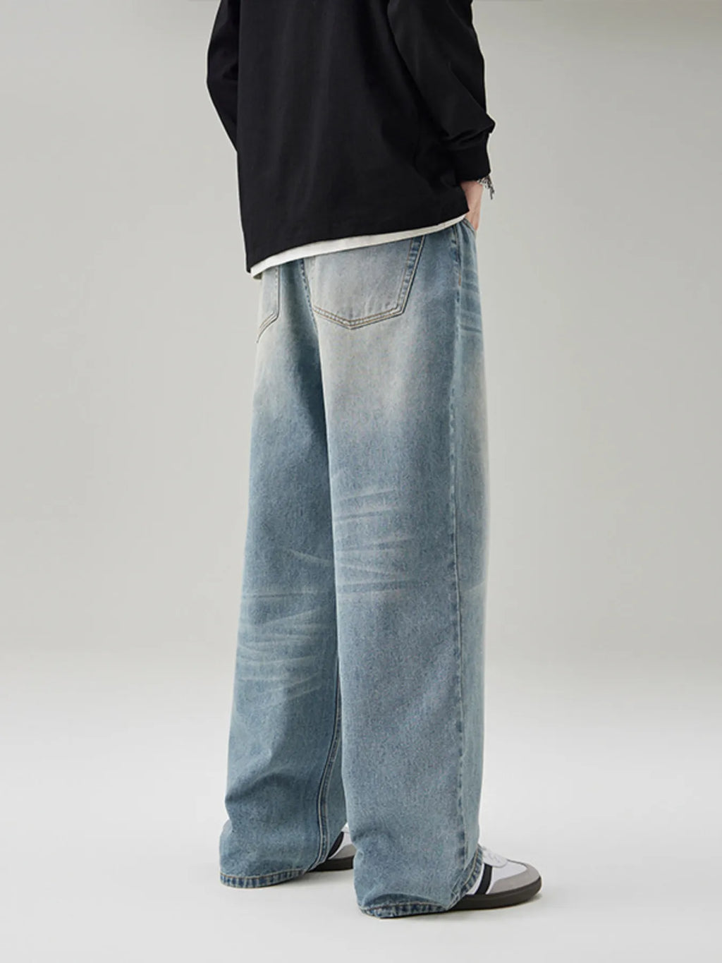 Men's Full Size Wide Leg Washed Baggy Jeans Plus Size