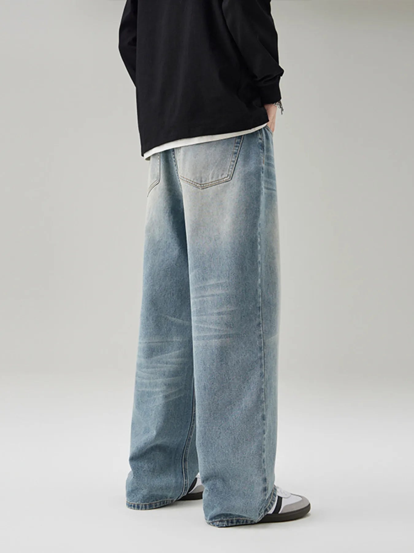 Men's Full Size Wide Leg Washed Baggy Jeans Plus Size