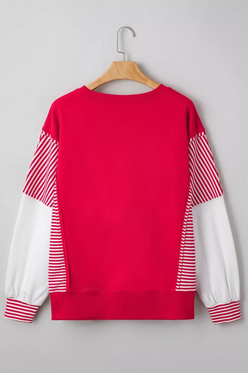 Valentines Day Sequin Heart Striped Color Block Patchwork Sweatshirt