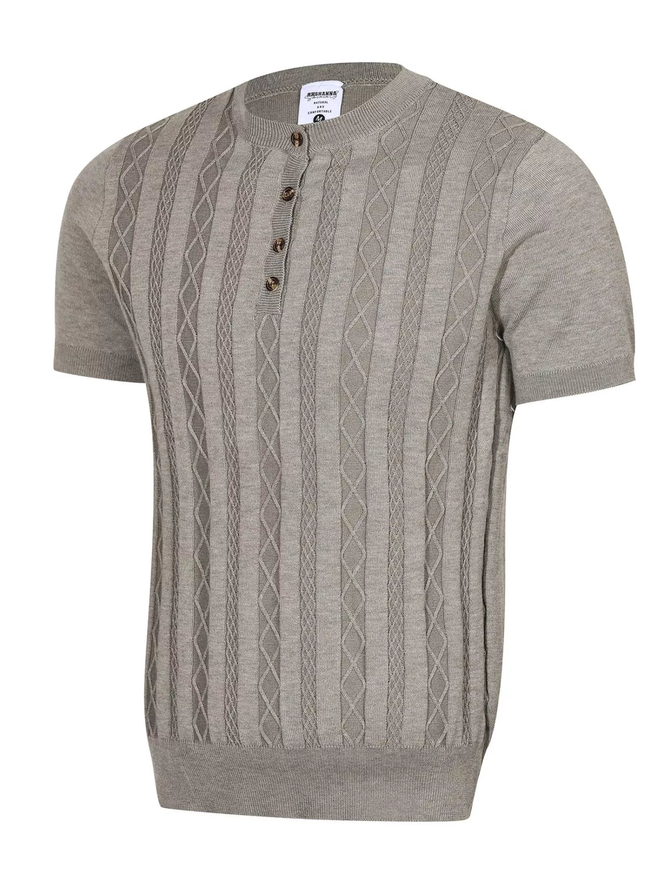 Men's Cable Knit Short Sleeve Knit Top