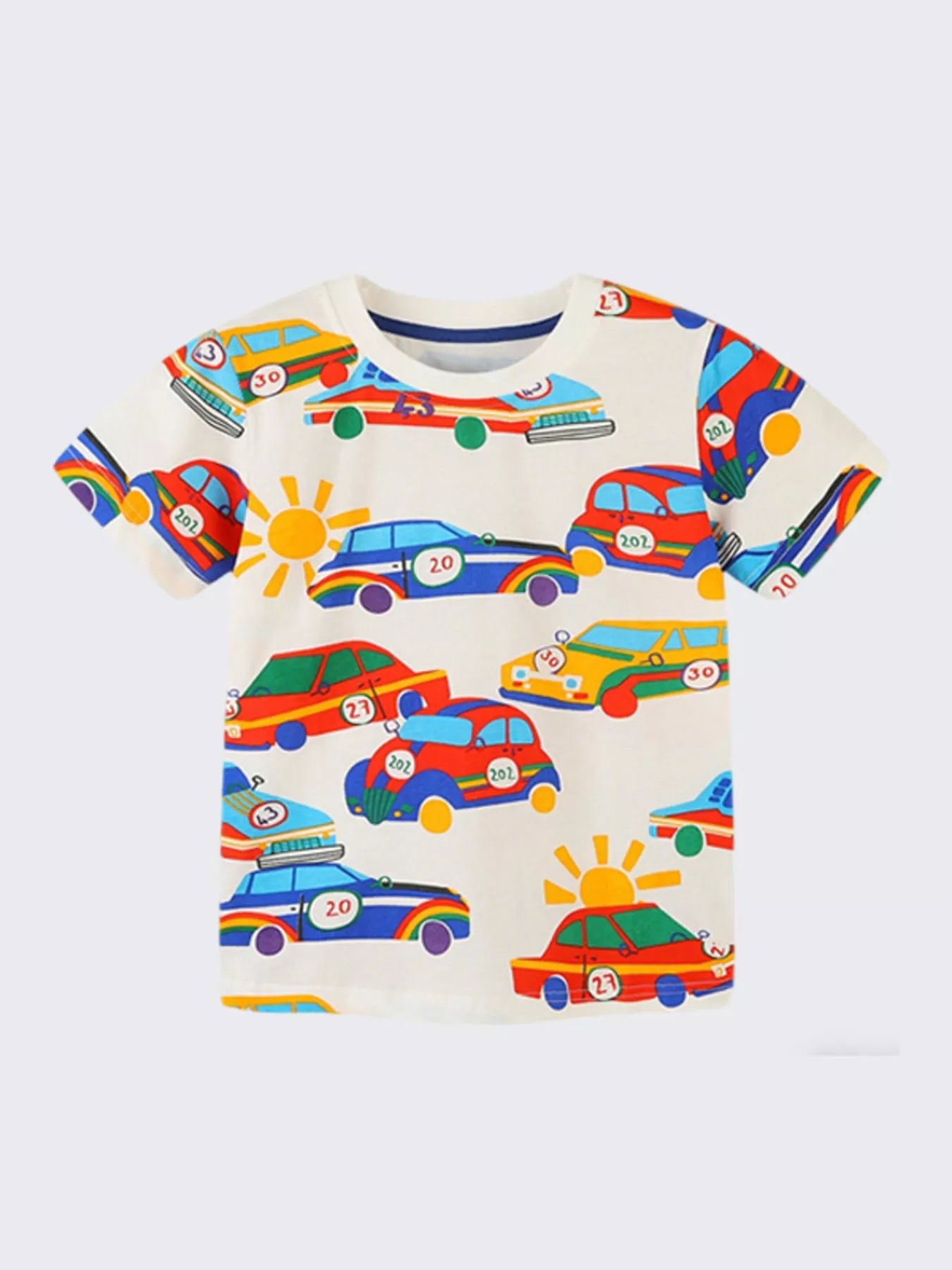 Children's Racing Car Print Crew Neck T-Shirt