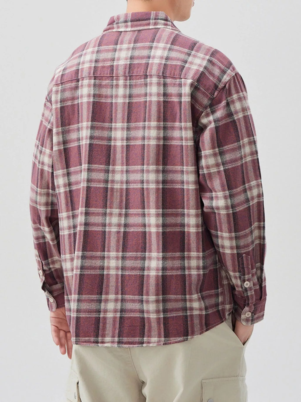 Men's Plus Size Plaid Button Up Long Sleeve Shirt