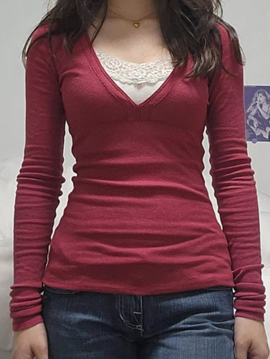 Lace Detail Long Sleeve T-Shirt