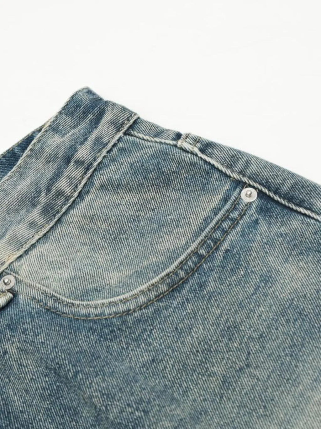 Men's Distressed Wide Leg Vintage Wash Jeans