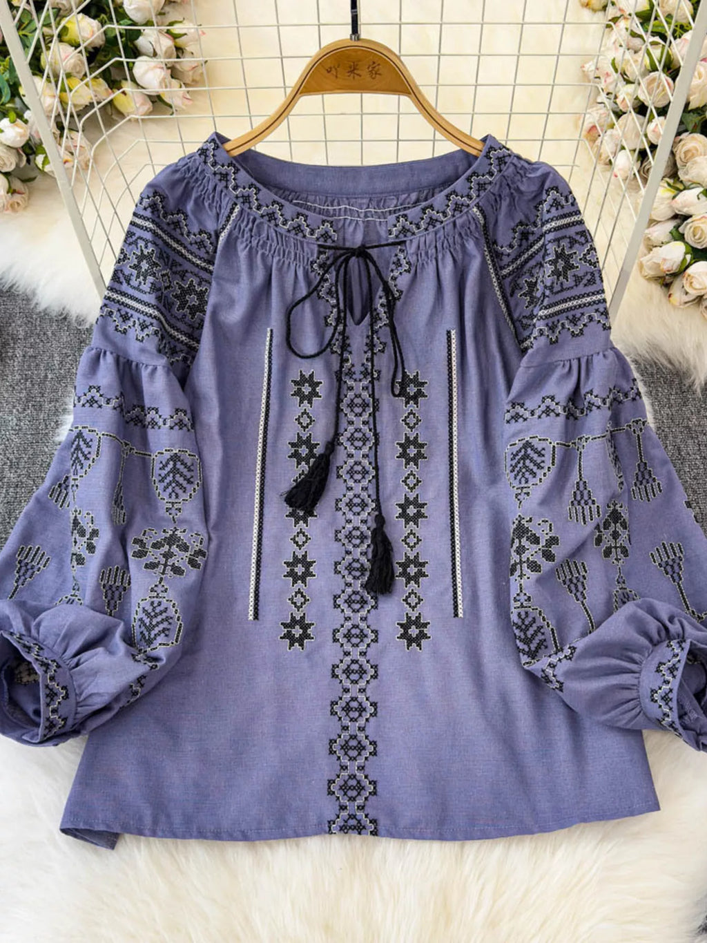 Tie Neck Long Sleeve Blouse