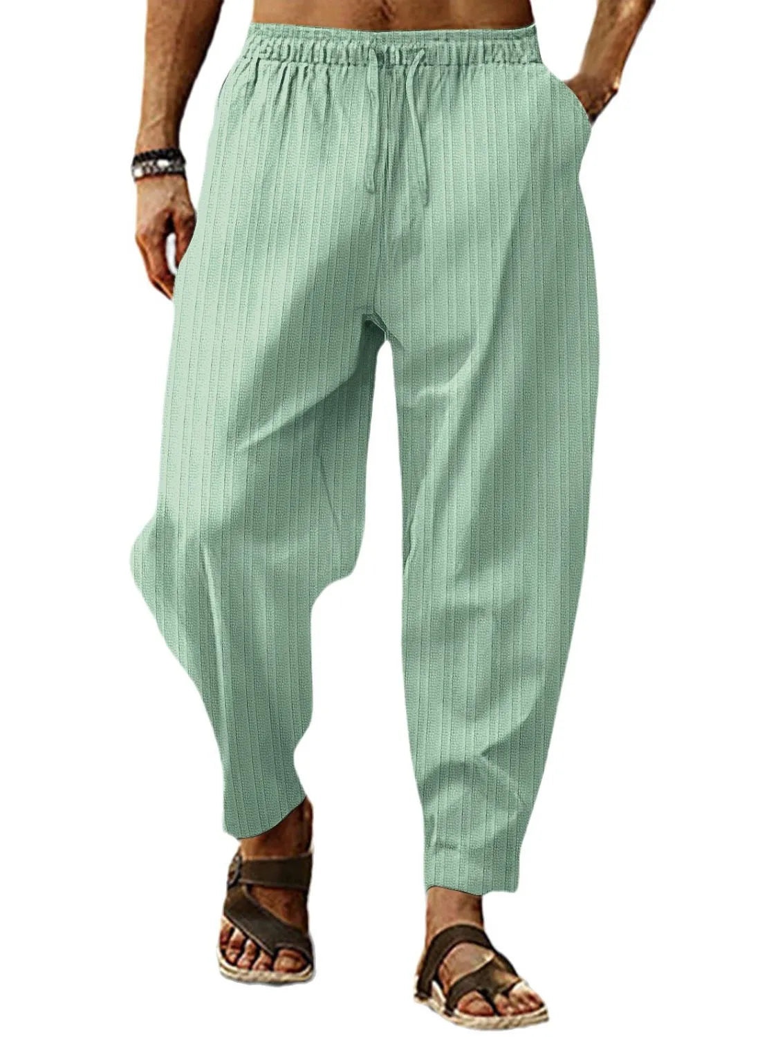 Men's Full Size Drawstring Pants with Pockets Plus Size