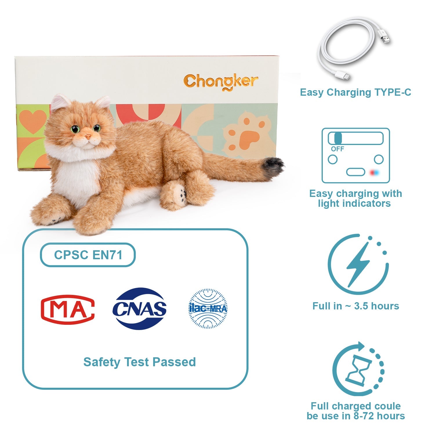 Percy 2.0 Golden British Short Hair Cat- Breathing  Heartbeat Pur,Voice Robonic Cat
