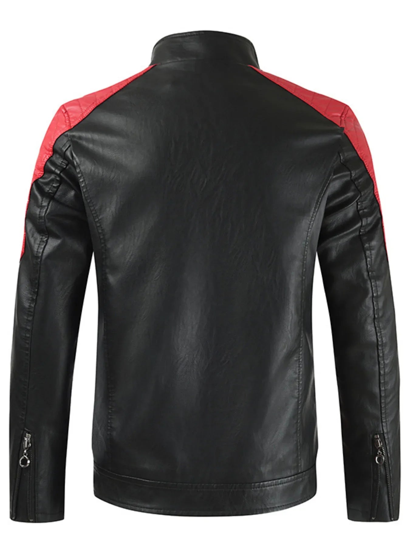 Men's Plus Size Color Block Leather Jacket
