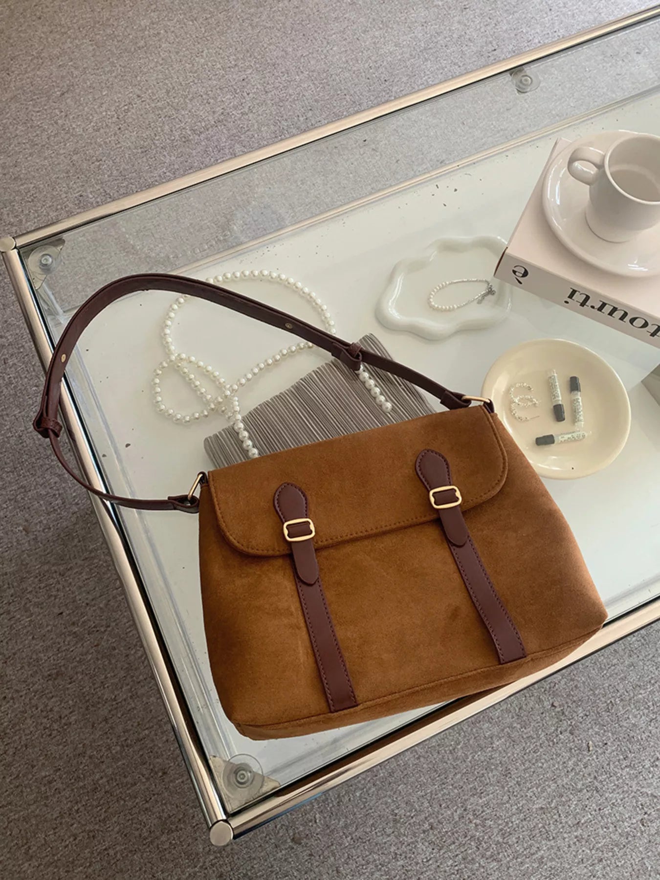 Adjustable Strap Buckle Crossbody Bag