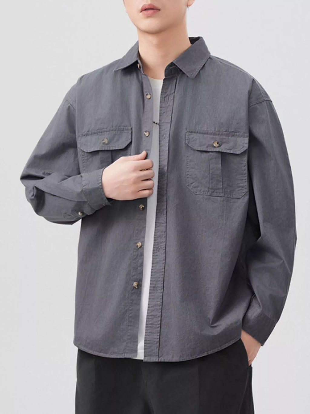 Men's Plus Size Button Up Long Sleeve Shirt