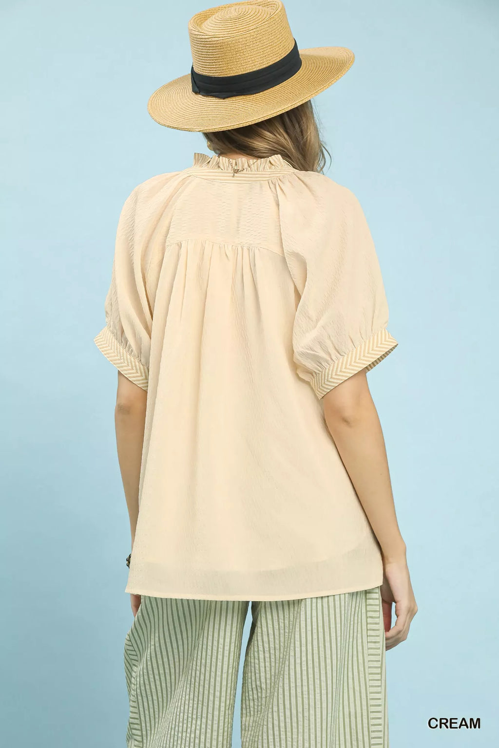 Umgee V-Neck Short Sleeve Blouse