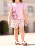 Children's Unicorn Ruffle Sleeve Top and Shorts Set