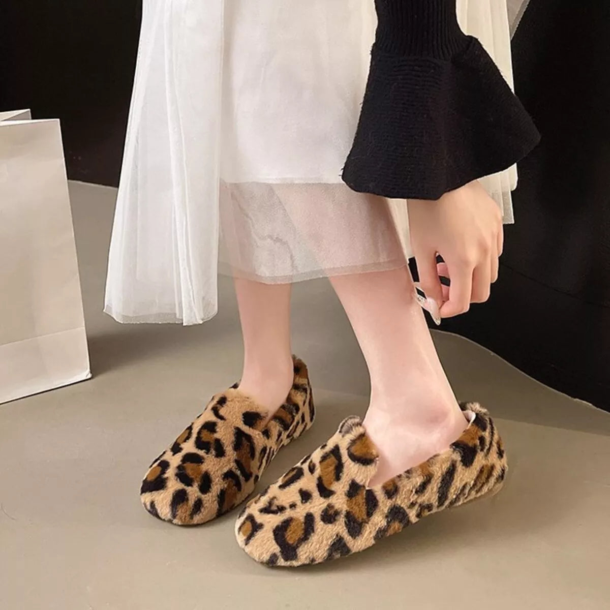 Fluffy Round Toe Slip-Ons