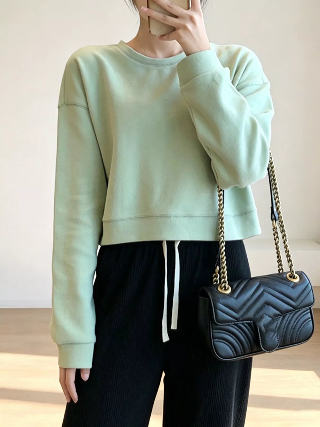 Crew Neck  Drop Shoulder Sweatshirt