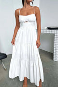 Cut-Out Tiered Dress with Spaghetti Straps