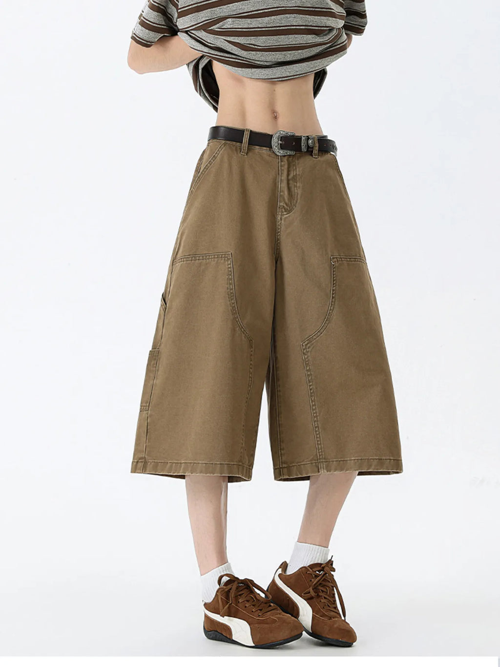 Men's Full Size Wide Leg Cargo Denim Shorts Plus Size