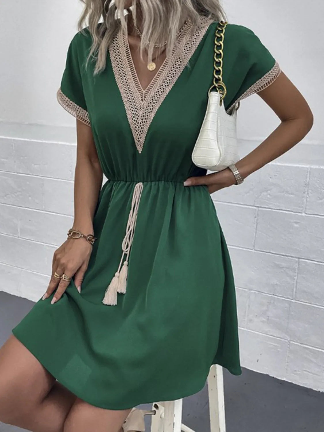 Full Size V-Neck Short Sleeve Dress Plus Size