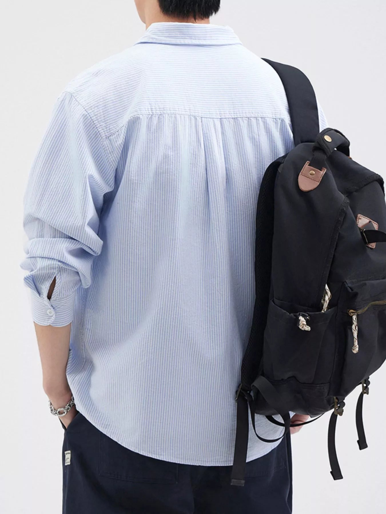 Men's Plus Size Striped Button Up Long Sleeve Shirt