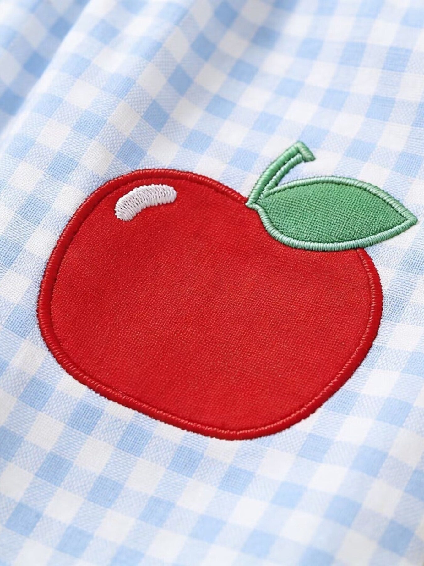 Children's Fruit Embroidered Sleeveless Plaid Dress