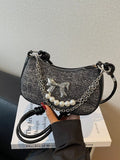 Bow Decor Chain Crossbody Bag