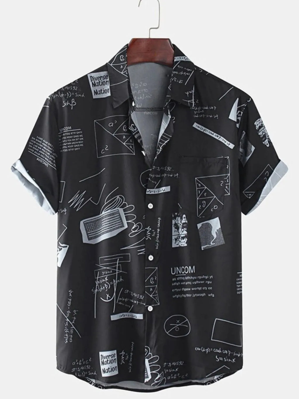 Men's Full Size Printed Button Up Short Sleeve Shirt Plus Size