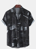 Men's Full Size Printed Button Up Short Sleeve Shirt Plus Size