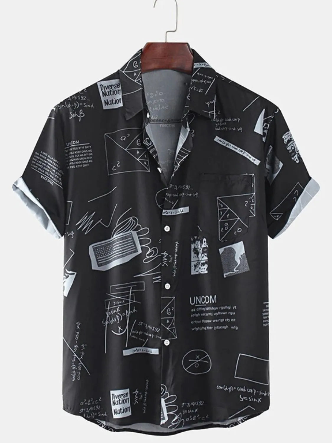 Men's Full Size Printed Button Up Short Sleeve Shirt Plus Size
