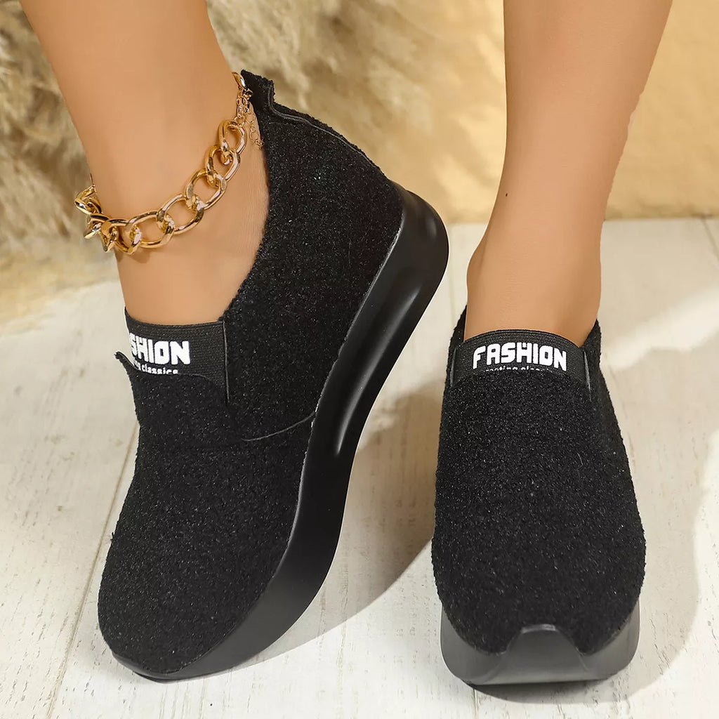 Round Toe Platform Slip-Ons