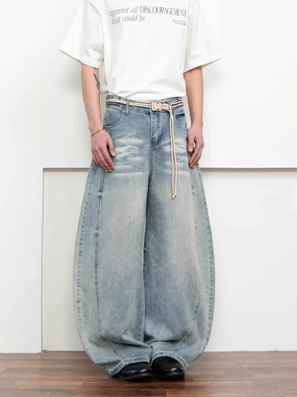 Men's Full Size Washed Wide Leg Jeans Plus Size