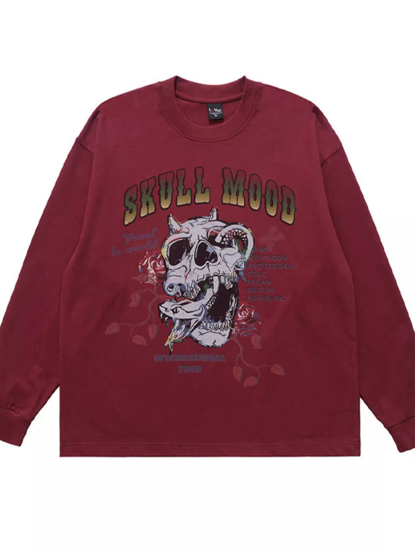 Men's Skull Mood Graphic Long Sleeve T-Shirt