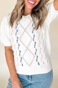 Cable Knit Short Sleeve Sweater