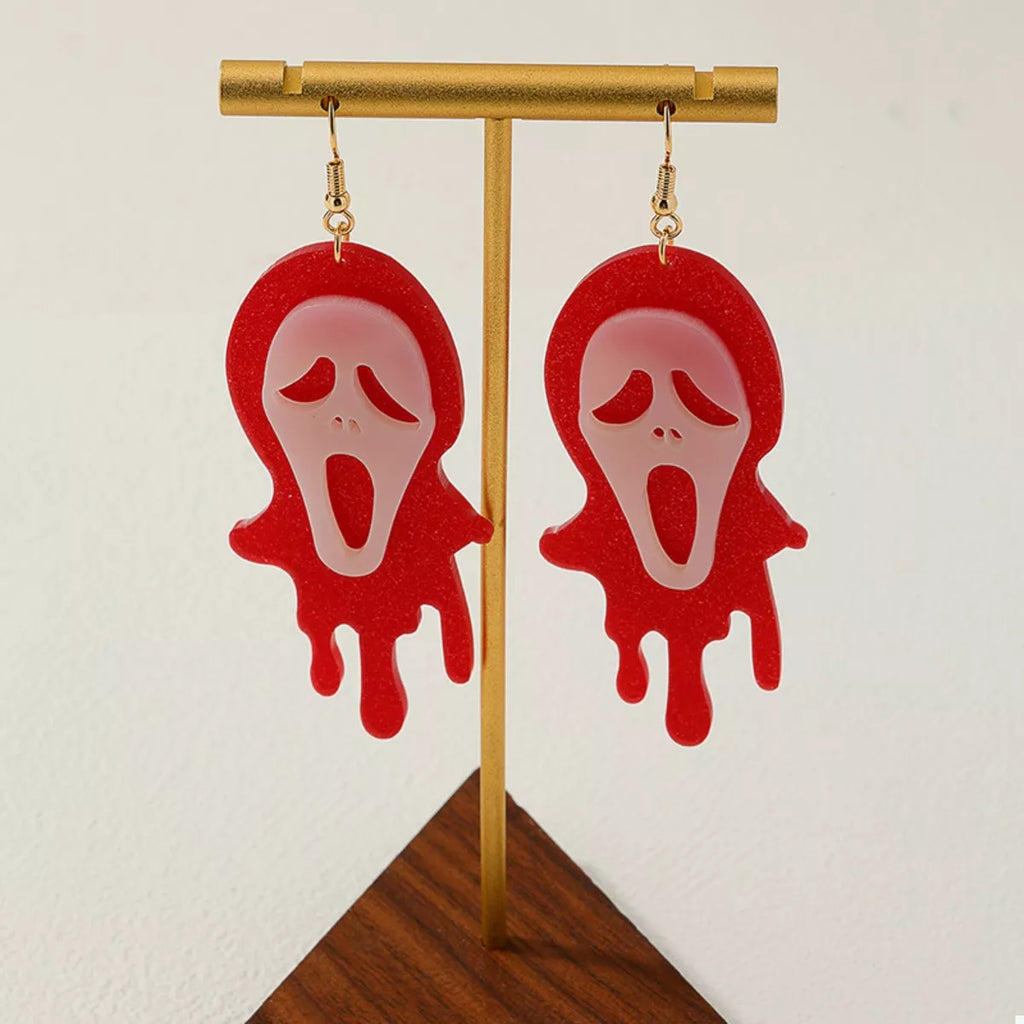 Halloween Ghost Scream Dangle Earrings
